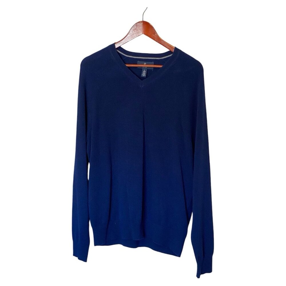 Button Down Brand Sweater Blue Men's Size L Large 100% Cashmere Long Sleeve